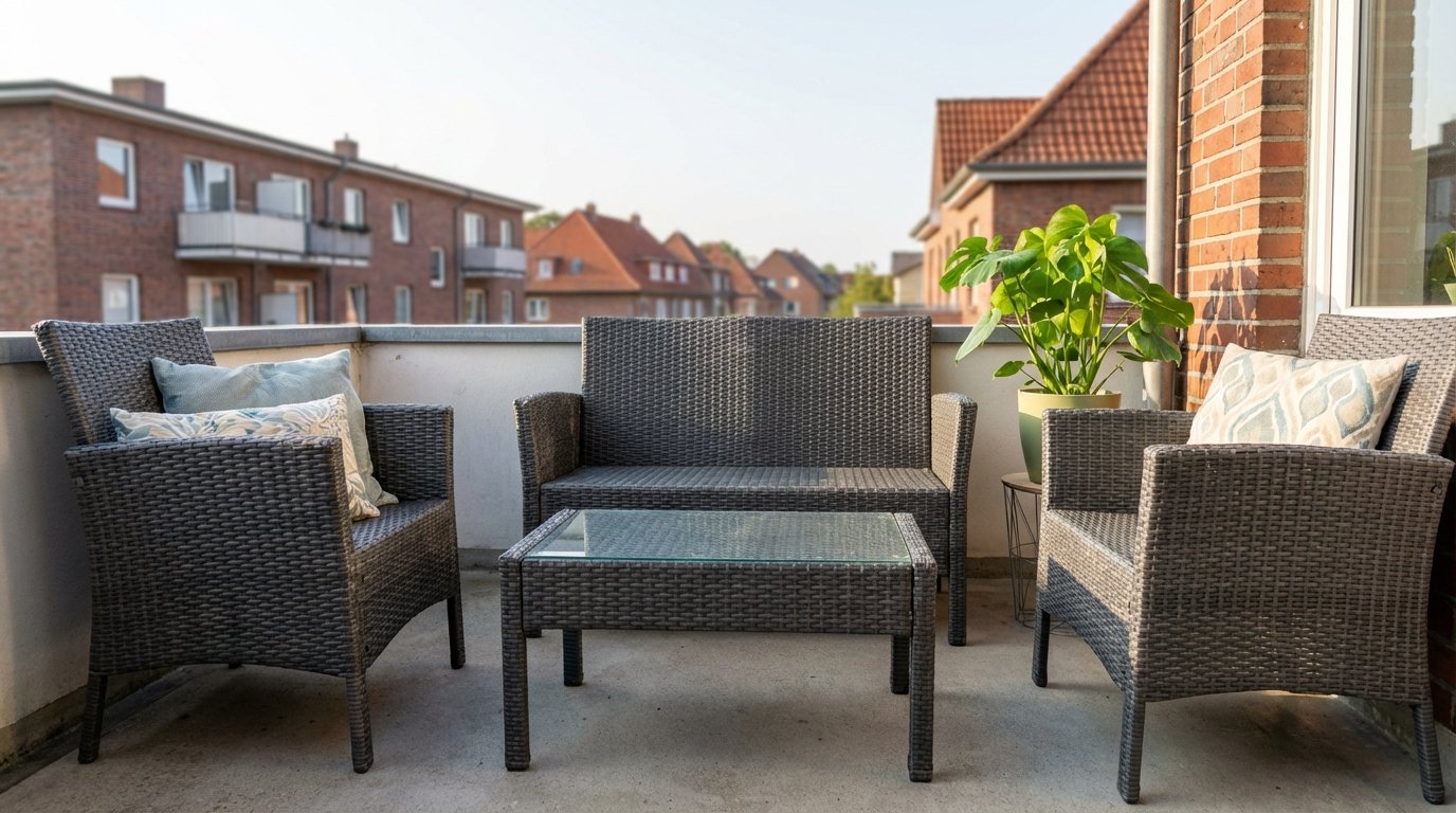 entdecken Sie die neue Gartenmöbelgarnitur von Action für nur 79,95 € und verwandeln Sie Ihren Balkon in ein gemütliches Wohnzimmer mit überraschend hoher Qualität